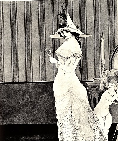 The lady with the rose von Aubrey Beardsley als Kunstdruck auf Leinwand