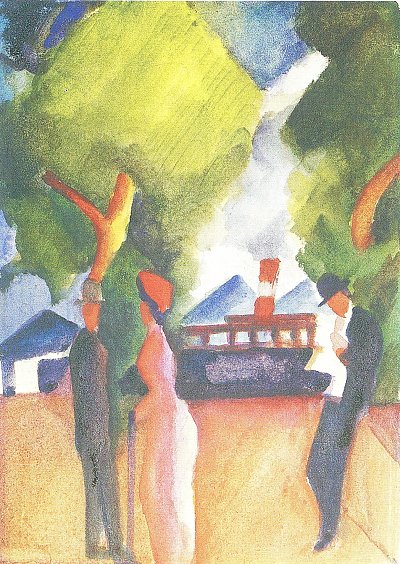 An der Landungsbruecke in Thun - Kunstdruck auf Leinwand