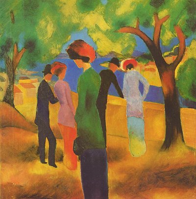 Dame in gruener Jacke von August Macke als Kunstdruck auf Leinwand
