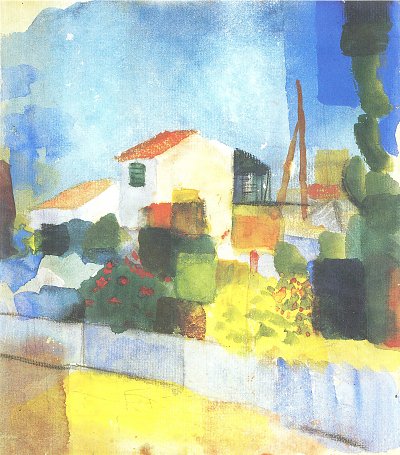 Das helle Haus 1 von August Macke als Kunstdruck auf Leinwand