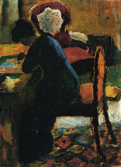 Elisabeth am Schreibtisch 1 von August Macke als Kunstdruck auf Leinwand