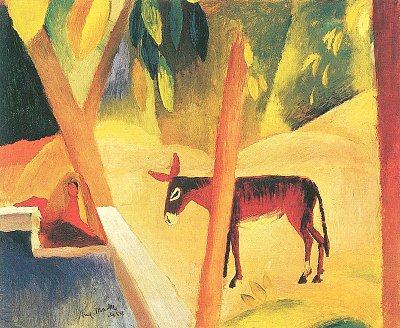 Esel im Palmenhain von August Macke als Kunstdruck auf Leinwand