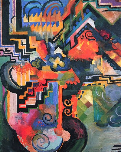 Farbige Komposition 1 von August Macke als Kunstdruck auf Leinwand