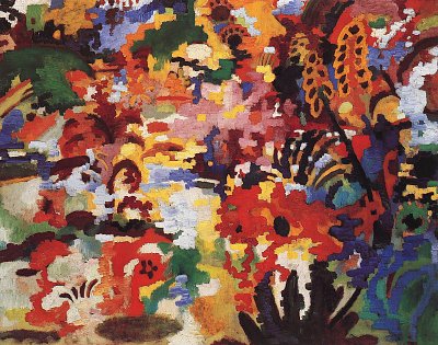 Farbige Komposition 2 grosser Blumenteppich von August Macke als Kunstdruck auf Leinwand