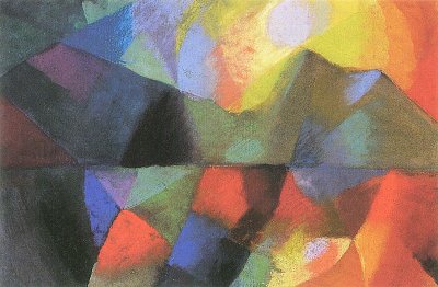 Farbkomposition von August Macke als Kunstdruck auf Leinwand