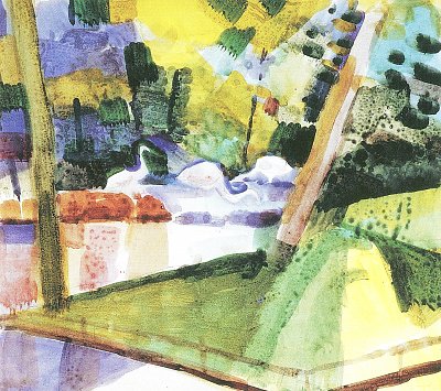 Flamingos im Zoo von August Macke als Kunstdruck auf Leinwand