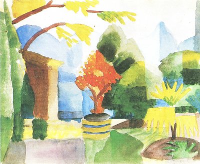 Garten in Hilterfingen von August Macke als Kunstdruck auf Leinwand