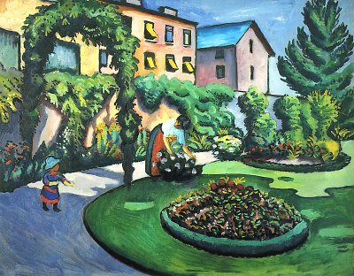Gartenbild von August Macke als Kunstdruck auf Leinwand