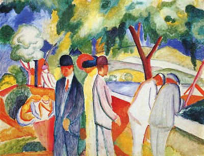 Grosser Heller Spaziergang von August Macke als Kunstdruck auf Leinwand