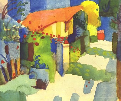 Haus im Garten von August Macke als Kunstdruck auf Leinwand