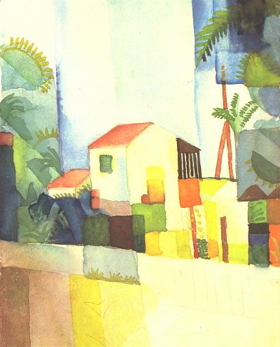 Helles Haus von August Macke als Kunstdruck auf Leinwand