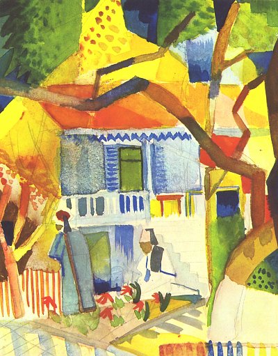 Innenhof des Landhauses St Germain von August Macke als Kunstdruck auf Leinwand