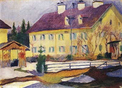 Krankenhaus in Tegernsee von August Macke als Kunstdruck auf Leinwand