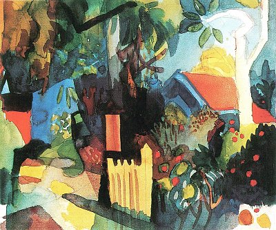 Landschaft mit hellen Baeumen von August Macke als Kunstdruck auf Leinwand
