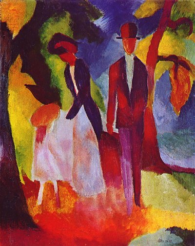 Leute am blauen See von August Macke als Kunstdruck auf Leinwand