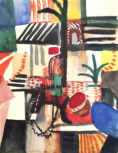 Mann mit Esel von August Macke als Kunstdruck auf Leinwand