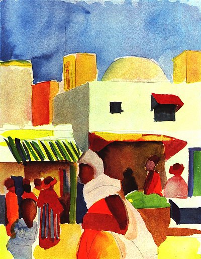 Markt in Algier von August Macke als Kunstdruck auf Leinwand