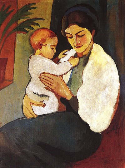 Mutter und Kind 1 von August Macke als Kunstdruck auf Leinwand