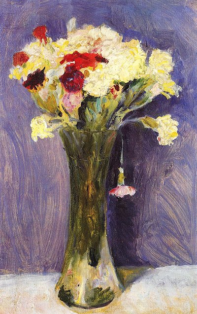 Nelken in gruener Vase von August Macke als Kunstdruck auf Leinwand