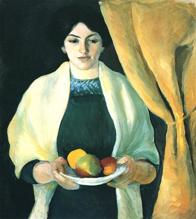 Portrait mit Aepfeln von August Macke als Kunstdruck auf Leinwand
