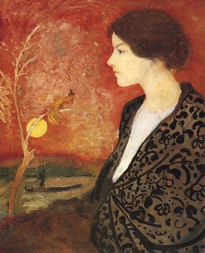 Portraitstudie Elisabeth Gerhardt aus dem Gedaechtnis von August Macke als Kunstdruck auf Leinwand
