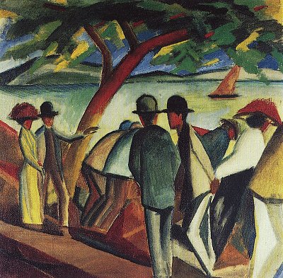 Spaziergaenger am See 2 von August Macke als Kunstdruck auf Leinwand