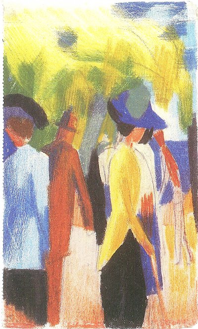 Spaziergaenger unter Baeumen 2 von August Macke als Kunstdruck auf Leinwand