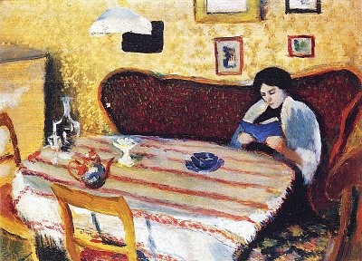 Unser Wohnzimmer in Tegernsee von August Macke als Kunstdruck auf Leinwand