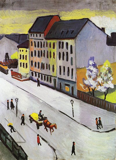 Unsere Strasse in Grau von August Macke als Kunstdruck auf Leinwand