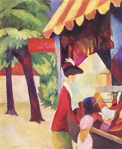 Vor dem Hutladen von August Macke als Kunstdruck auf Leinwand