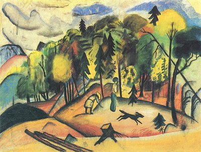 Waldspaziergang von August Macke als Kunstdruck auf Leinwand