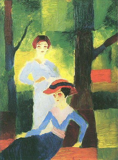 Zwei Maedchen im Walde von August Macke als Kunstdruck auf Leinwand