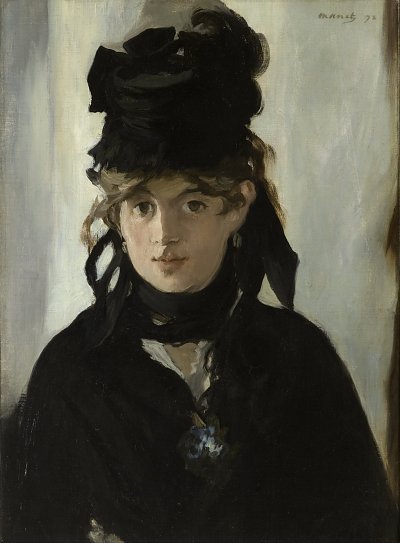 Berthe Morisot with a bouquet of violets von Berthe Morisot als Kunstdruck auf Leinwand