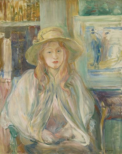 Fillette au chapeau de paille von Berthe Morisot als Kunstdruck auf Leinwand