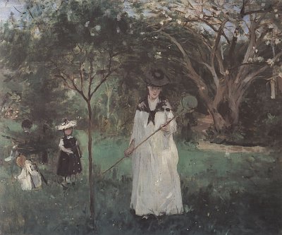Schmetterlingsjagd von Berthe Morisot als Kunstdruck auf Leinwand