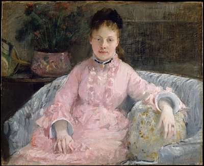 The Pink Dress von Berthe Morisot als Kunstdruck auf Leinwand