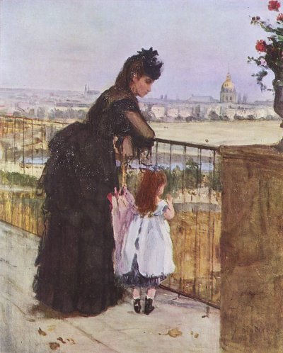 Woman and child on the balcony von Berthe Morisot als Kunstdruck auf Leinwand