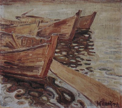 Piskarske lode na Vltave von Bohumil Kubista als Kunstdruck auf Leinwand