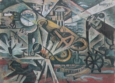 Pobrezni dela v boji s lodstvem von Bohumil Kubista als Kunstdruck auf Leinwand