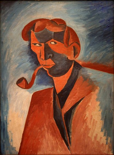 Smoker Self Portrait von Bohumil Kubista als Kunstdruck auf Leinwand