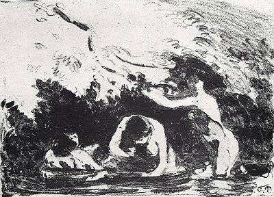Badende von Camille Pissarro als Kunstdruck auf Leinwand