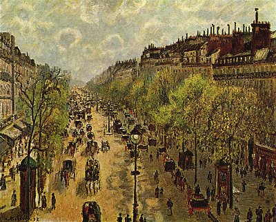 Boulevard Montmartre Fruehling von Camille Pissarro als Kunstdruck auf Leinwand
