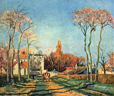 Dorfeingang von Voisins von Camille Pissarro als Kunstdruck auf Leinwand