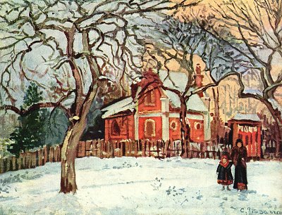Kastanienbaeume in Louveciennes von Camille Pissarro als Kunstdruck auf Leinwand