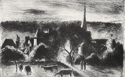 Kirche und Landgut in Eragny von Camille Pissarro als Kunstdruck auf Leinwand
