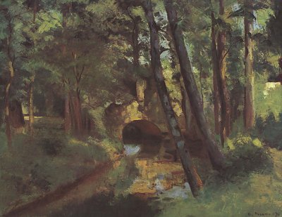 Kleine Bruecke von Pontoise von Camille Pissarro als Kunstdruck auf Leinwand