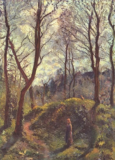 Landschaft mit grossen Baeumen von Camille Pissarro als Kunstdruck auf Leinwand
