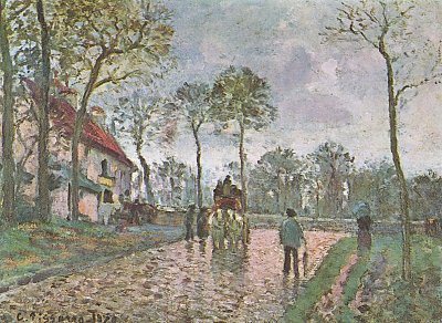 Postkutsche von Louveciennes von Camille Pissarro als Kunstdruck auf Leinwand