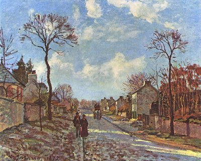 Strasse von Louveciennes von Camille Pissarro als Kunstdruck auf Leinwand