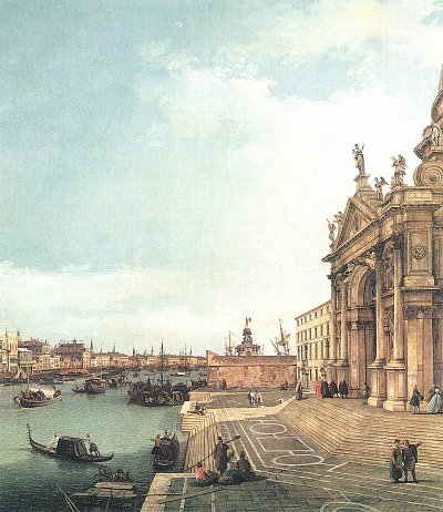 Ausschnitt aus Muendung des Canal Grande Blick nach Osten von Canaletto als Kunstdruck auf Leinwand
